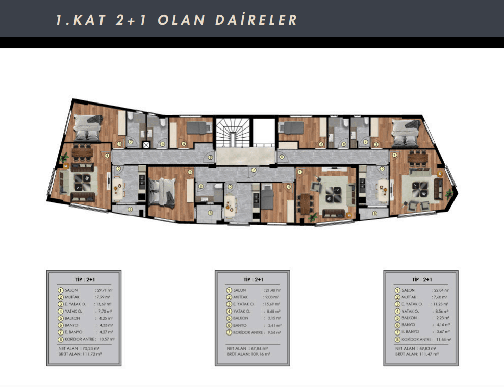 Giriş Kat - 2+1 Kat Planı